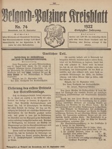 Belgard-Polziner Kreisblatt, 1922, Nr 74