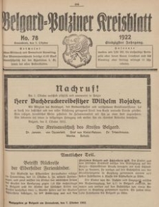 Belgard-Polziner Kreisblatt, 1922, Nr 78