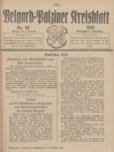 Belgard-Polziner Kreisblatt, 1922, Nr 85