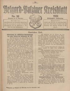 Belgard-Polziner Kreisblatt, 1922, Nr 92
