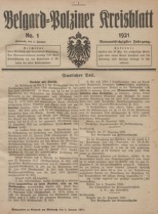 Belgard-Polziner Kreisblatt, 1921, Nr 1
