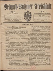 Belgard-Polziner Kreisblatt, 1921, Nr 4