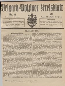 Belgard-Polziner Kreisblatt, 1921, Nr 16