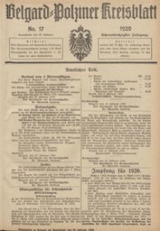 Belgard-Polziner Kreisblatt, 1920, Nr 17