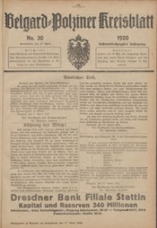Belgard-Polziner Kreisblatt, 1920, Nr 30