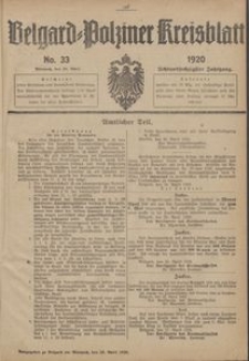 Belgard-Polziner Kreisblatt, 1920, Nr 33