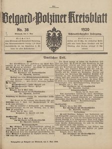 Belgard-Polziner Kreisblatt, 1920, Nr 38