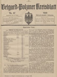 Belgard-Polziner Kreisblatt, 1920, Nr 67