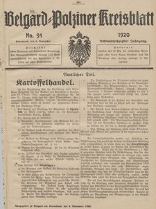Belgard-Polziner Kreisblatt, 1920, Nr 91