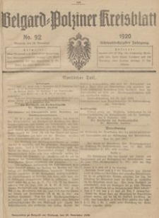 Belgard-Polziner Kreisblatt, 1920, Nr 92
