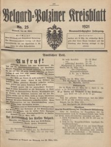 Belgard-Polziner Kreisblatt, 1921, Nr 25