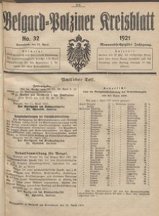 Belgard-Polziner Kreisblatt, 1921, Nr 32