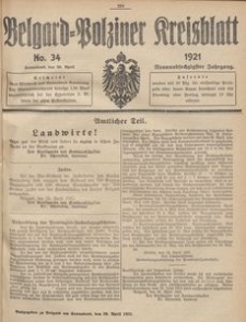 Belgard-Polziner Kreisblatt, 1921, Nr 34