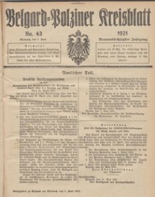 Belgard-Polziner Kreisblatt, 1921, Nr 43