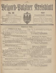 Belgard-Polziner Kreisblatt, 1921, Nr 65