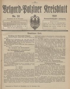 Belgard-Polziner Kreisblatt, 1921, Nr 92