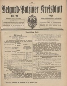 Belgard-Polziner Kreisblatt, 1921, Nr 98
