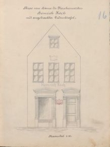 Skizze vom Hause des Fleischermeisters Heinrich Koch mit angebrachter Gedenktafel