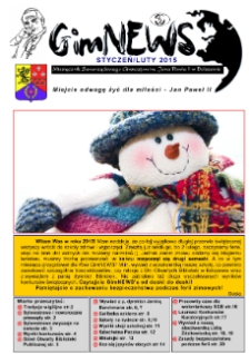 GimNEWS. Miesięcznik Samorządowego Gimnazjum im. Jana Pawła II w Bolszewie 2015, styczeń/luty