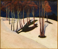 Landscape with red trees