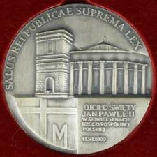 Medal - Ojciec Święty Jan Paweł II w Sejmie i Senacie Rzeczypospolitej Polskiej, 11.iV.1999