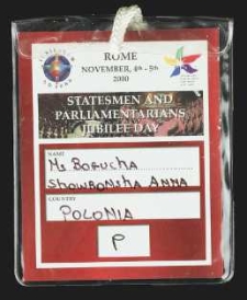 Identyfikator - Statesnent und Pariamentarians Jubielee day Bogucka-Skowrońska Anna, Polonia