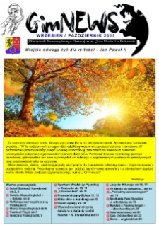GimNEWS. Miesięcznik Samorządowego Gimnazjum im. Jana Pawła II w Bolszewie, 2015, wrzesień/październik [listopad]