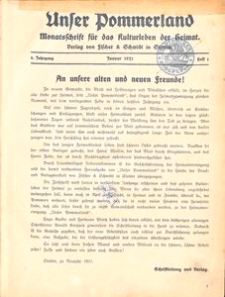 Unser Pommerland : Monatsschrift für das Kulturleben der Heimat, 1921