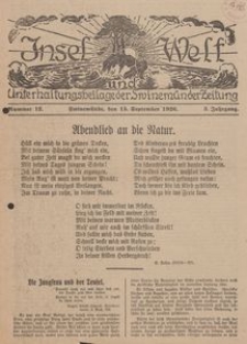 Insel und Welt. Unterhaltungsbeilage der Swinemünder Zeitung, 1926, Nr. 12