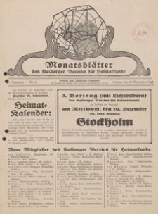 Monatsblätter des Kolberger Vereins für Heimatkunde, 1930, Nr. 11