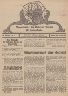 Monatsblätter des Kolberger Vereins für Heimatkunde, 1933, Nr. 8