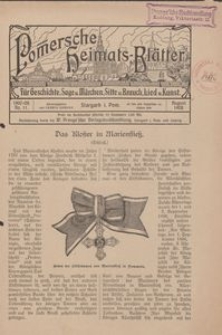 Pommersche Heimats-Blätter für Geschichte, Sage, u. Märchen, Sitte u. Brauch, Lied u. Kunst, 1908, No. 11