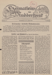 Heimatleiw un Muddersprak. Greifswalder Geschichts-Wochenkalender, 1928, Nr. 11
