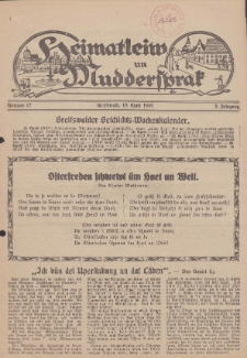 Heimatleiw un Muddersprak. Greifswalder Geschichts-Wochenkalender, 1930, Nr. 17