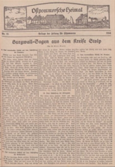 Ostpommersche Heimat. Beilage der Zeitung f&uuml;r Ostpommern, 1934, Nr. 21
