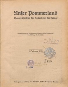 Unser Pommerland : Monatsschrift f&uuml;r das Kulturleben der Heimat : 9. Jahrgang 1924
