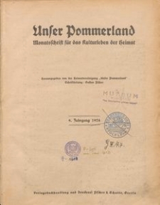 Unser Pommerland : Monatsschrift für das Kulturleben der Heimat : 9. Jahrgang 1924