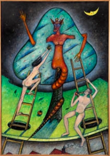 Obraz olejny - Kuszenie Adama i Ewy