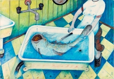 Obraz olejny - Ryba w wannie