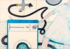 Obraz olejny - KObieta włącza pralkę