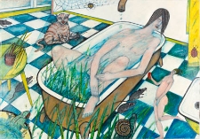 Obraz olejny - Kobieta w wannie