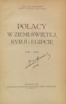 Polacy w Ziemi Świętej, Syrji i Egipcie (1147-1914)