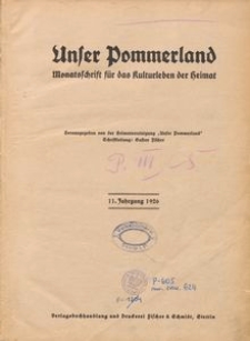 Unser Pommerland : Monatsschrift für das Kulturleben der Heimat : 11. Jahrgang 1926