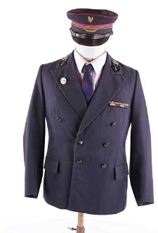 Kurtka mundurowa gabardynowa z czapką, koszulą i krawatem