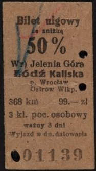 Bilet kolejowy ulgowy 01139
