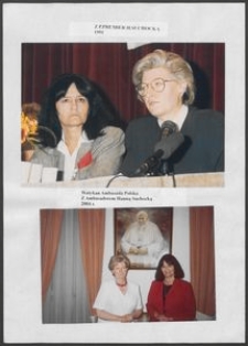 Kartka z albumu - Anna Bogucka Skowrońska z premier H. Suchocką (1991) i Watykan Ambasada Polska z Ambasadorem H. Suchocką (2004)