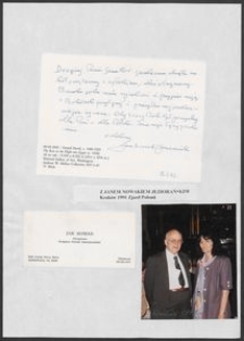 Kartka z albumu - Anna Bogucka-Skowrońska z Janem Nowakiem Jeziorańskim, Krak&oacute;w 1991 Zjazd Polonii