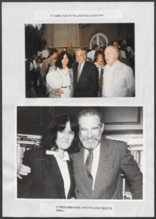 Kartka z albumu - Anna Bogucka-Skowrońska z Tadeuszem Mazowieckim (1997) i z prof. Bronisławem Geremkiem (2000)