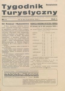 Tygodnik Turystyczny, 1934, nr 1