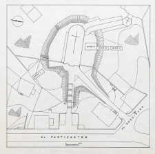 Słupsk - Plan sytuacyjny stanowisk archeologicznych ul. Partyzant&oacute;w. Wykop II, III, IV